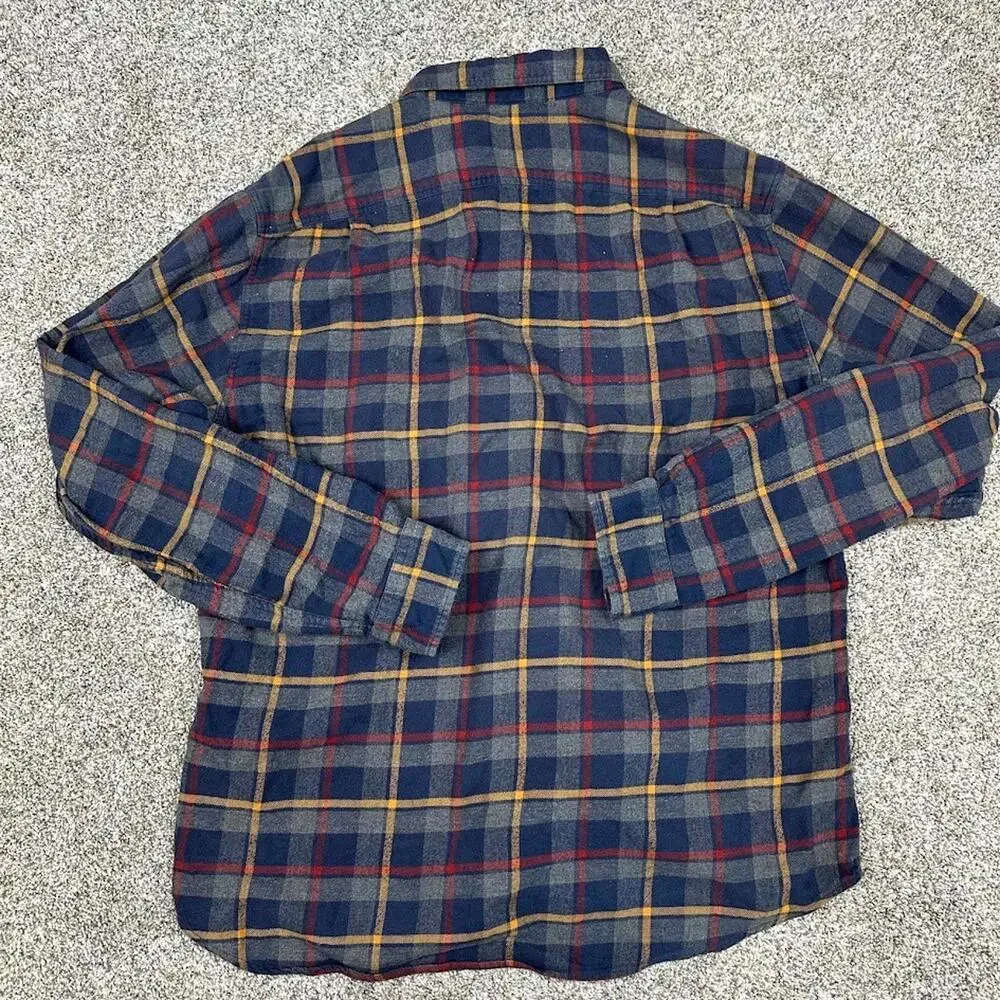 J.‎ Crew Flannel Shirt Blue Red Yellow Button Down Men’s Large New York Plaid